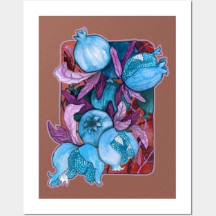 Blue Pomegranates Posters and Art